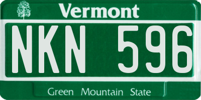 VT license plate NKN596
