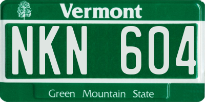 VT license plate NKN604