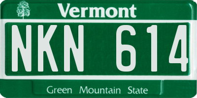 VT license plate NKN614