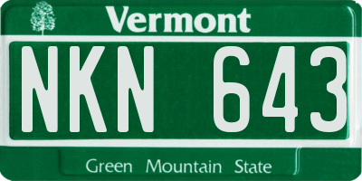 VT license plate NKN643