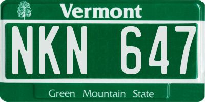 VT license plate NKN647
