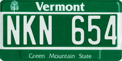 VT license plate NKN654