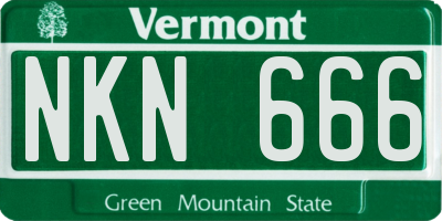 VT license plate NKN666