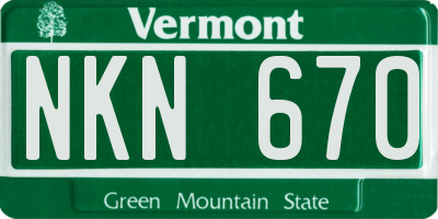 VT license plate NKN670
