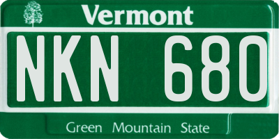 VT license plate NKN680