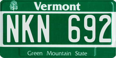 VT license plate NKN692