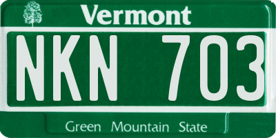 VT license plate NKN703