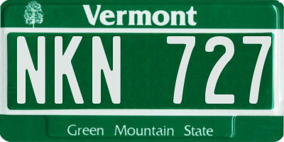 VT license plate NKN727