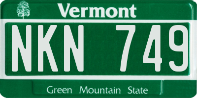 VT license plate NKN749