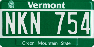 VT license plate NKN754