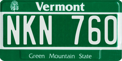 VT license plate NKN760