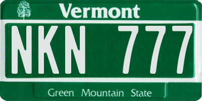 VT license plate NKN777