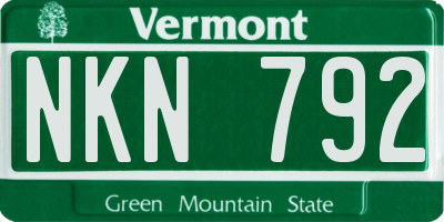 VT license plate NKN792