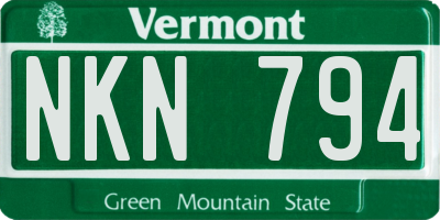 VT license plate NKN794