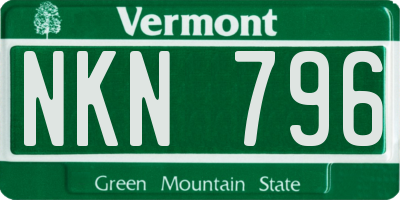 VT license plate NKN796