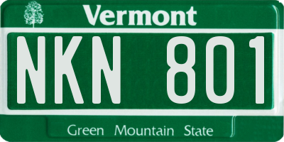 VT license plate NKN801