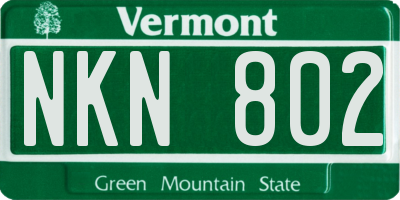 VT license plate NKN802