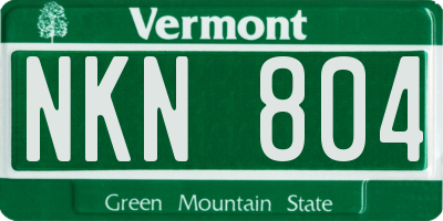 VT license plate NKN804