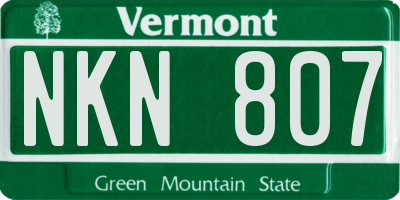 VT license plate NKN807