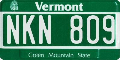 VT license plate NKN809