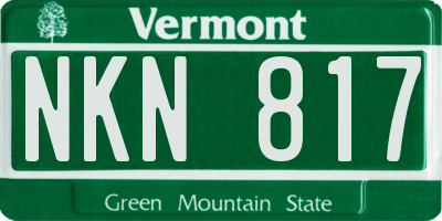 VT license plate NKN817