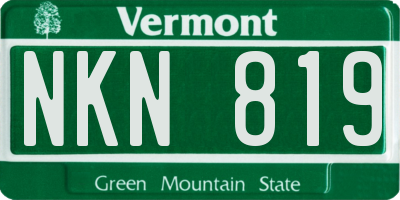 VT license plate NKN819