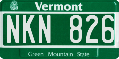VT license plate NKN826