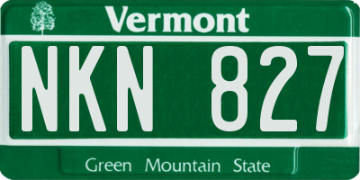 VT license plate NKN827