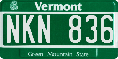VT license plate NKN836