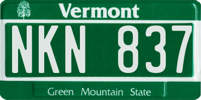 VT license plate NKN837