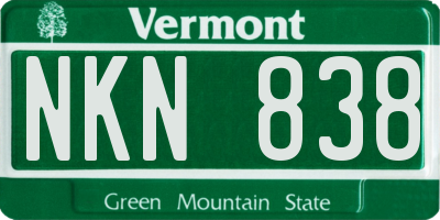 VT license plate NKN838