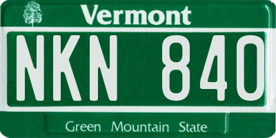 VT license plate NKN840