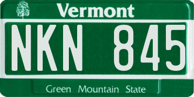 VT license plate NKN845