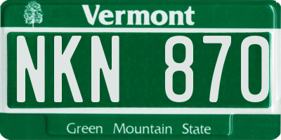 VT license plate NKN870