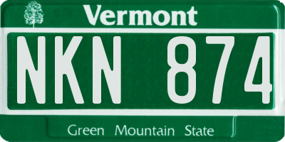 VT license plate NKN874