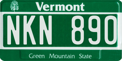 VT license plate NKN890