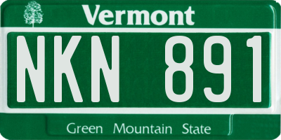 VT license plate NKN891