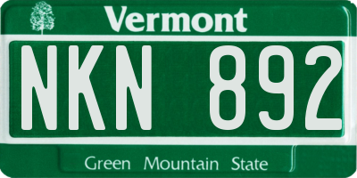 VT license plate NKN892