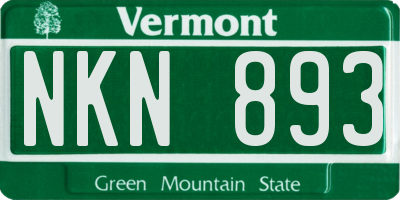 VT license plate NKN893