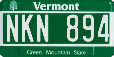 VT license plate NKN894