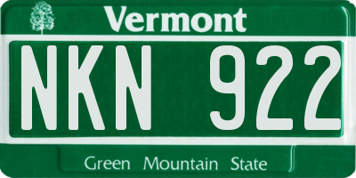 VT license plate NKN922