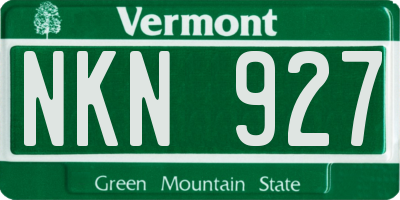 VT license plate NKN927
