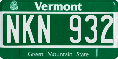 VT license plate NKN932