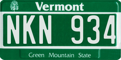 VT license plate NKN934