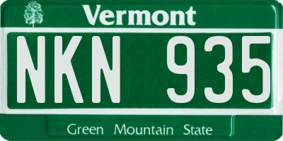 VT license plate NKN935