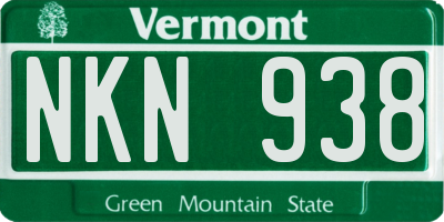 VT license plate NKN938