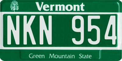 VT license plate NKN954