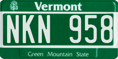 VT license plate NKN958