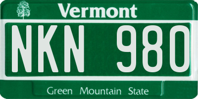VT license plate NKN980