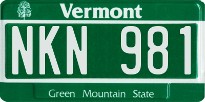 VT license plate NKN981